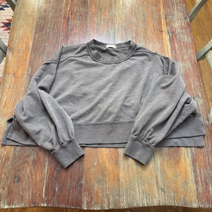 LaBiz Brown Crew Neck Cropped Sweatshirt Women's Small